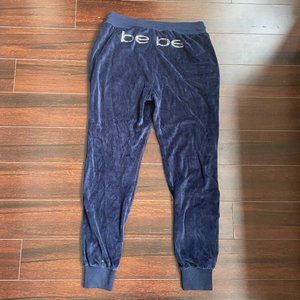 Bebe Velour Rhinestone Joggers Blue Velvet